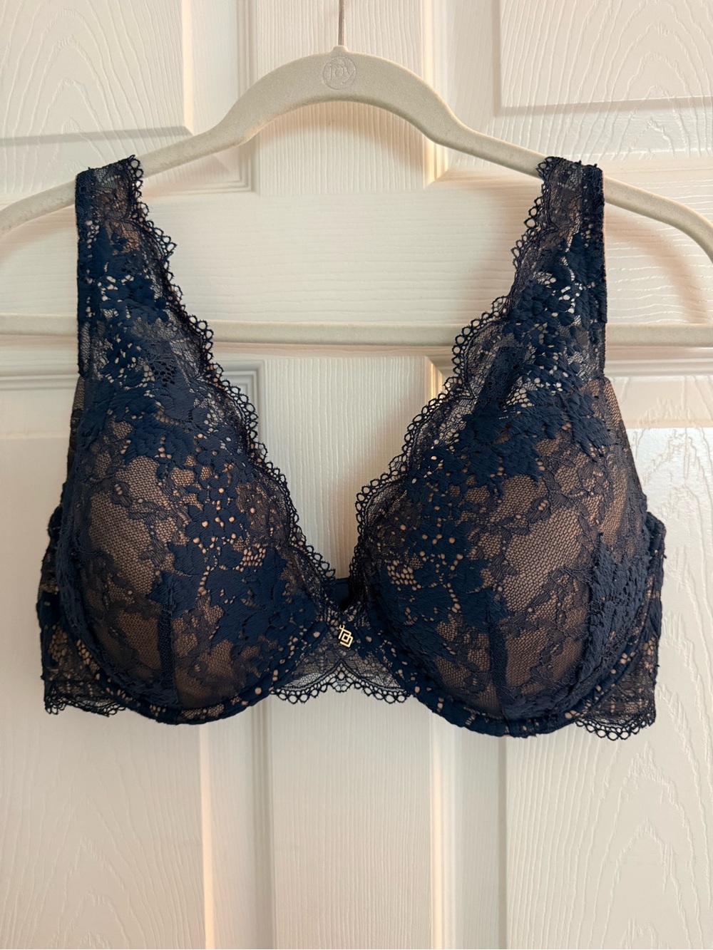 ThirdLove Lace Plunge Bra 38D Deep Teal Blue Underwire